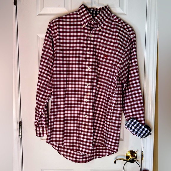 Brooks Brothers Non-Iron Supima Cotton Shirt - Maroon Check, Size S - Picture 1 of 2